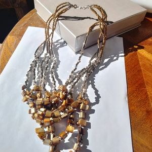 Elegant Gold and Silver Beaded Necklace